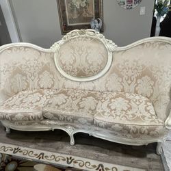 Victorian Style Button Back Sofa Cream Couch