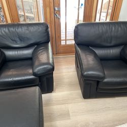 Leather Black Armchairs  
