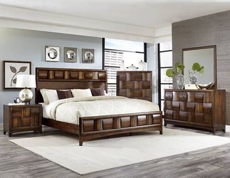 Dark Brown Bedroom Set (Checker Pattern)