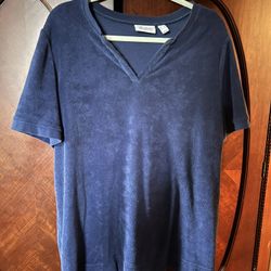 Worn Once DENIM & CO.  French Terry Blouse XL V-Neck 