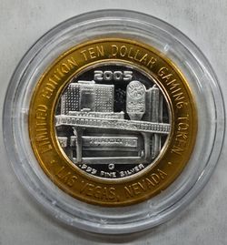 2005 Slots-A-Fun $10 Silver Gaming Token .999 Fine Silver  Unc  Gem