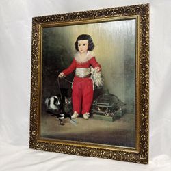 Vintage Goya Red Boy Framed Print Large Ornate Gold Frame Wall Art