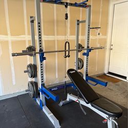 Fitness Gear Pro HR600 Rack + 345lbs Weights + Bench + Mats (Full Setup)