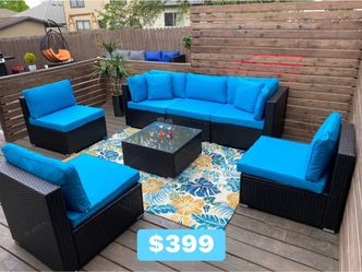 Outdoor Rattan Sectional Sofa Set with Coffee Table