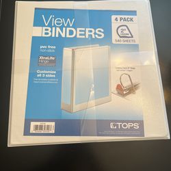 3 Ring Binders - 2inch - White - New 4 PACK