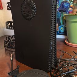 PlayStation 5 Disc Version- custom black panels, controller & cords included + Astro A50 X Headphones