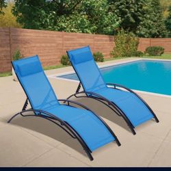 Lounge Chairs Brand New Inside The Box Two Pieces Patio Chairs Sun Tanning Chairs Poolside Loungers Aluminum Patio Chairs Chase Lounge Chairs Aluminum