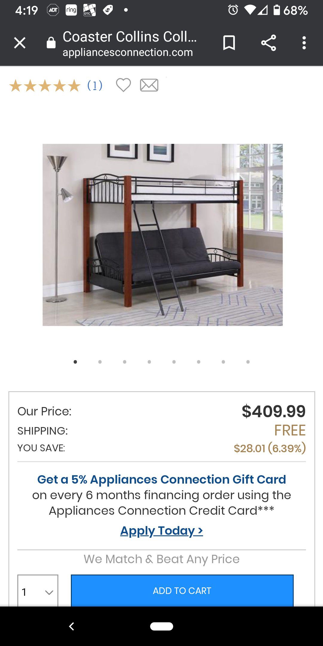 Wood and Metal Futon Bunk Bed