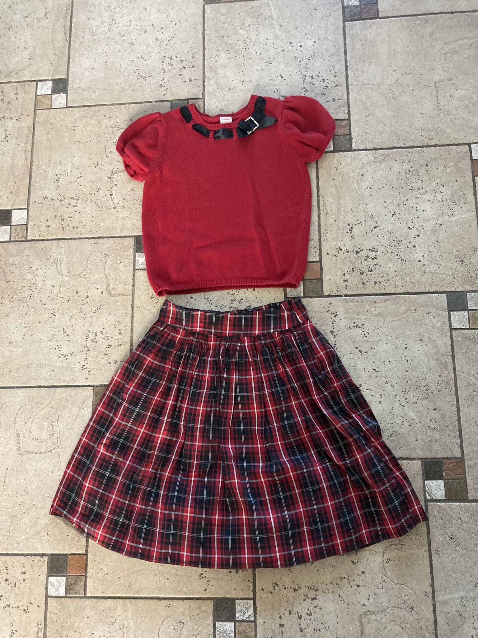 Like new Gymboree girls top & plaid skirt 2pcs set