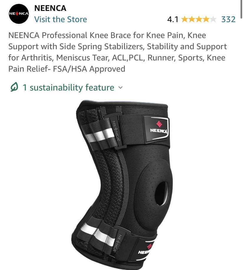 NEENCA Professional Knee Brace for Knee Pain, Knee Support with Side Spring Stabilizers, Stability and Support for Arthritis, Meniscus Tear, ACL,PCL, 