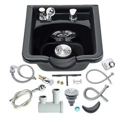 New Shampoo Bowl for Salons, Black ABS Plastic Shampoo Sink for Home, Easy to Clean and Install Salon Shampoo Bowls for Hair Stylist