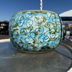 Hand-Painted Ceramic Scroll Planter