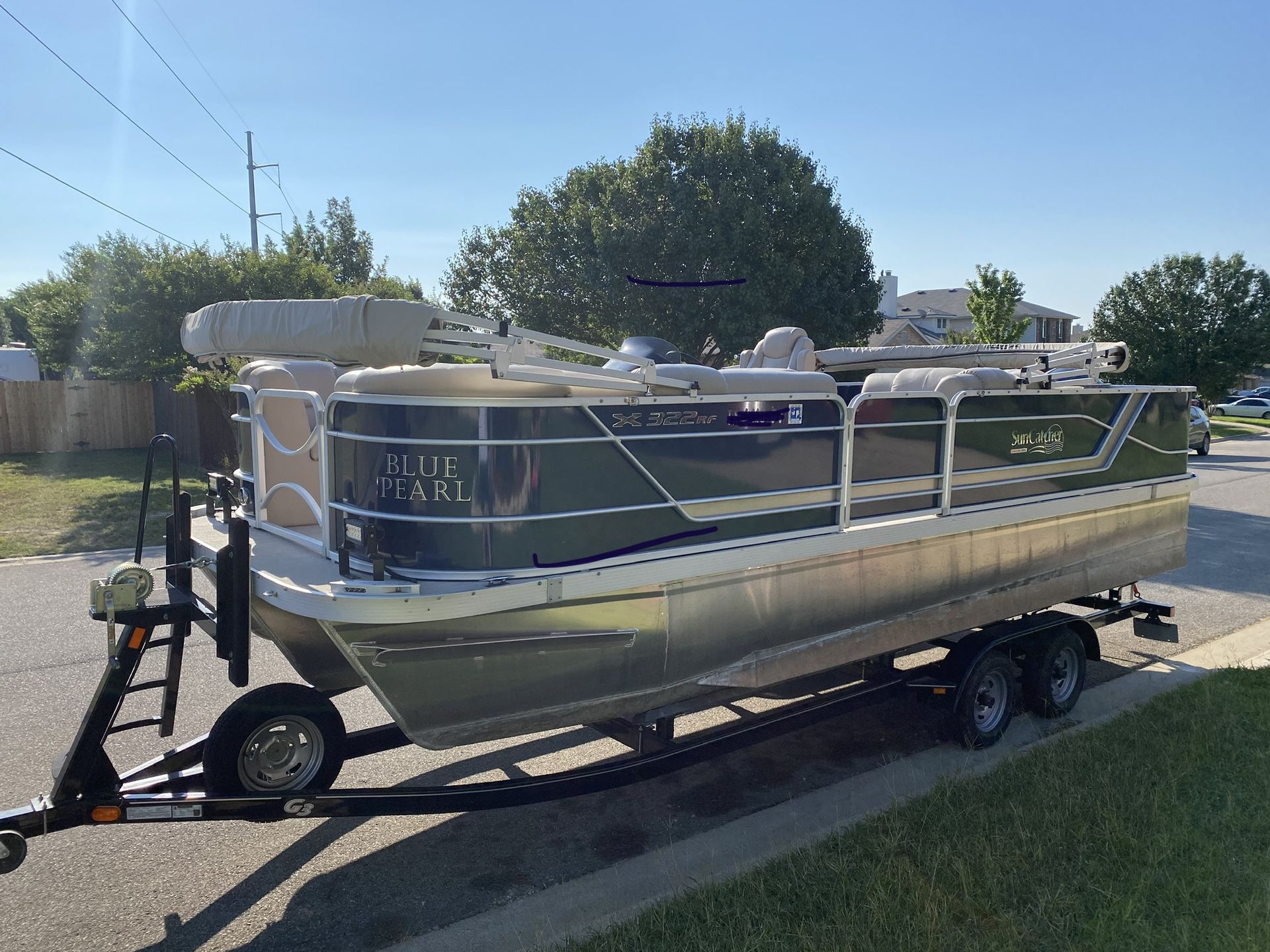 2017 Suncatcher X322 RF Tritoon w/trailer for Sale in Harker Heights
