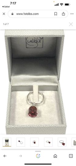 Lalique Red Crystal and Silver Lilly Flower Ring