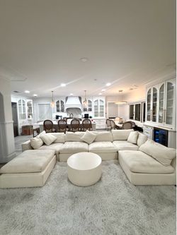 Oversized U Shaped 6 Piece Modular Cloud Sectional Sofa with Ottoman