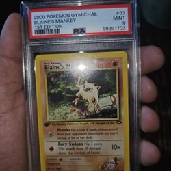 Blaine's Mankey 1st Edition PSA 9