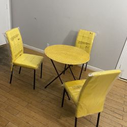 New Set Of 3 Chairs Brooklyn Velvet High Back Side Chair, And Table