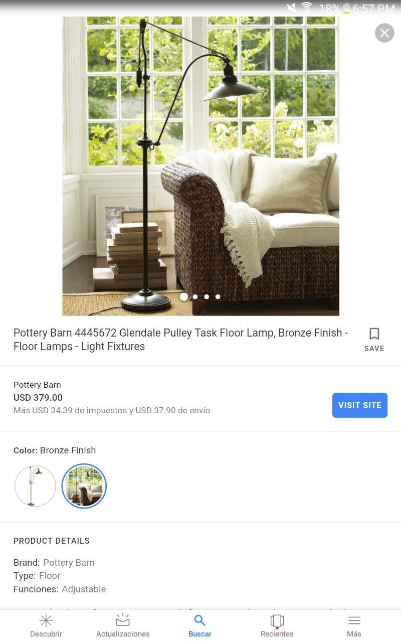 GLENDALE PULLEY TASK FLOOR LAMP from Pottery Barn for Sale in