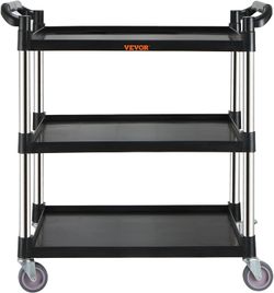 VEVOR 3 Shelf Heavy Duty Utility Cart, 154LBS Capacity, 37.4" x 15.7" x 32.7", Black
