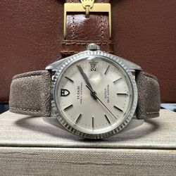 Mens Tudor Price OysterDate Stainless Steel Silver Dial 34mm Watch