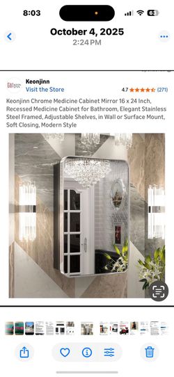 New chrome wall cabinet