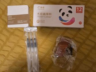 Mini Watercolor Painting Set with Brushes and Notebook