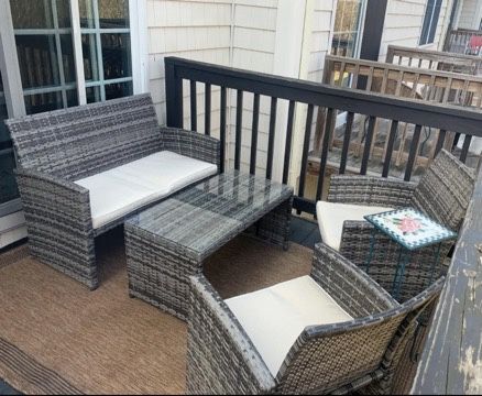 4 Piece Gray Wicker Patio Furniture Set w/ Cushions Included *Same Day Local AZ Delivery*