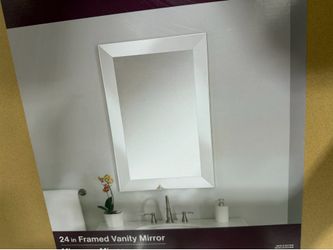 24 in. W x 36 in. H Rectangular Plastic Framed Wall Bathroom Vanity Mirror in Silver