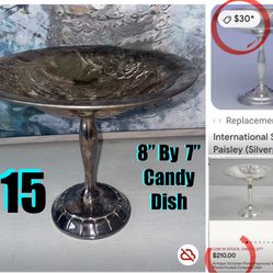 $15 Antique Victorian beautiful Floral  Silver Plated Footed Compote pedestal Dish