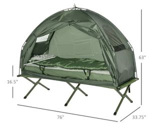 New! All-in-One Folding Camping Adult Elevated Cot & Tent Combo