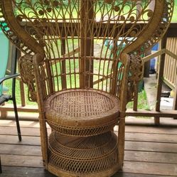 Vintage 1970s Hand Made,Spanish, Emmanuelle Wicker chair