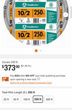 250 ft. 10/2 Gray Solid CU UF-B W/G Wire