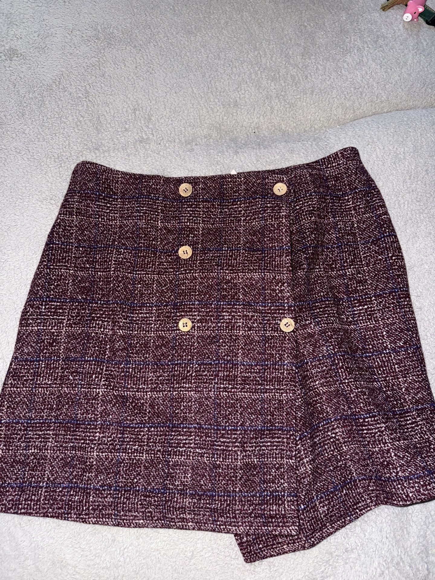 Showpo Plaid Button Skirt (US 14)