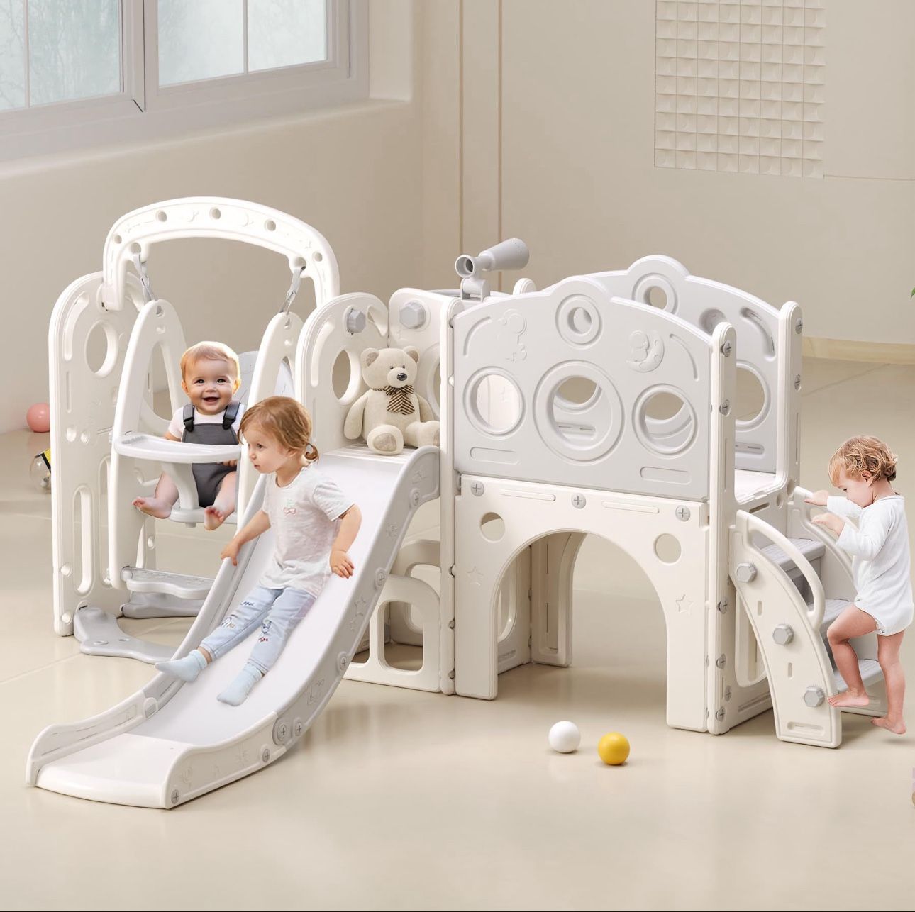 Toddler Slide, Kids Swing and Slide for Toddlers Outdoor Indoor Playground