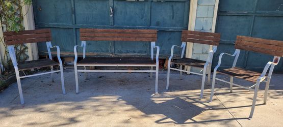Set of 3 Sturdy Patio Chairs and 1 Bench