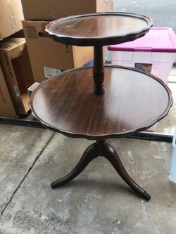 Vintage 2 Tiered Table Solid Wood Metal Claw Feet-3 Legs **Beautiful**