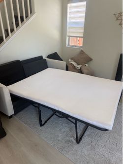 Two-Tone Sleeper Sofa with Pull-Out Mattress
