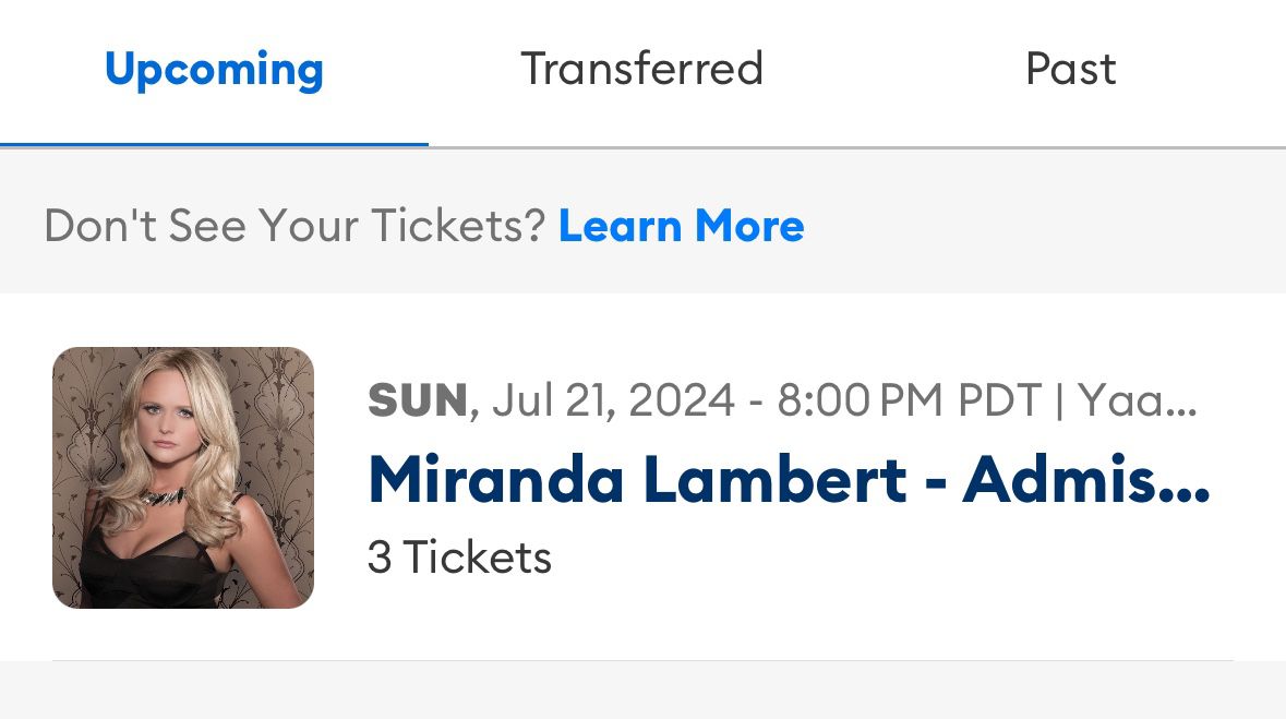 Miranda Lambert Tickets Yamaava 7/21 @8