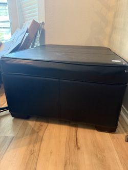 Black Faux Leather Storage Ottoman