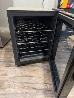 Black Wine Cooler with Glass Door