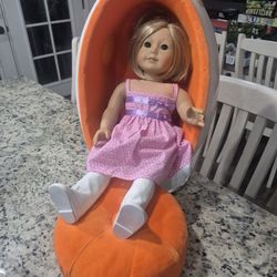 American girl doll egg chair and ottoman.$25.