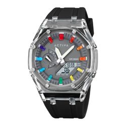 Activa x Invicta Men's 44.2mm Analog/Digital Watch Black Rainbow ACW2100-005