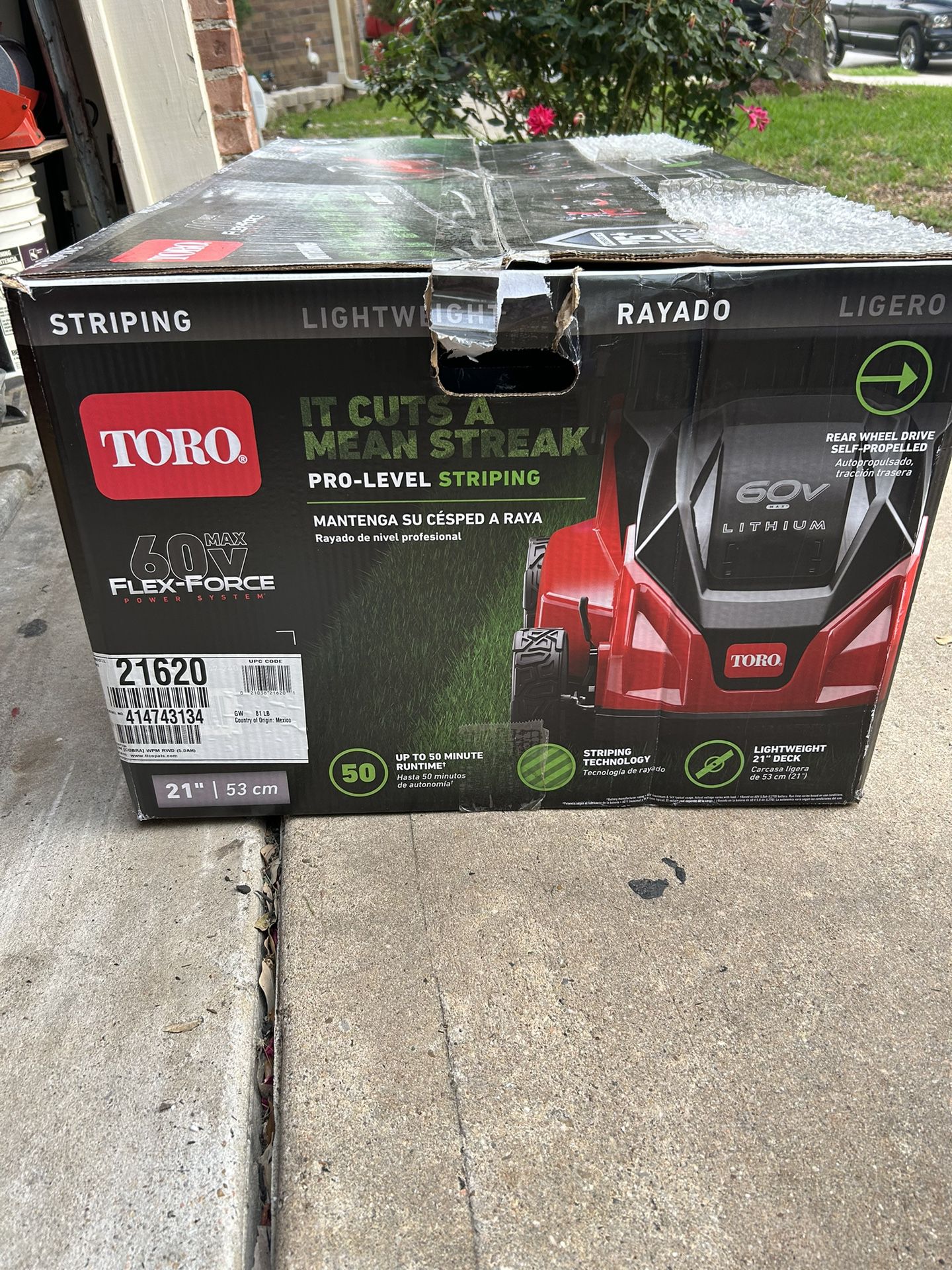 Toro 60V Lawn Mower It Is Brand New Comes With Battery Charger And Bag