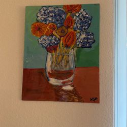 Local Artist Acrylic Painting Flowers 
