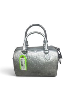 GUCCI Gg Emblem Small Boston Bag In Silver