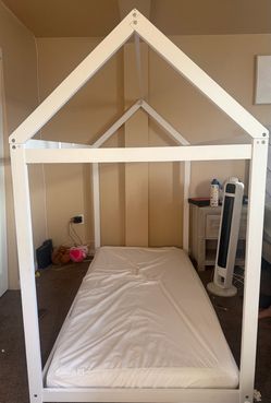 White Kids House Bed Frames , mattresses not included