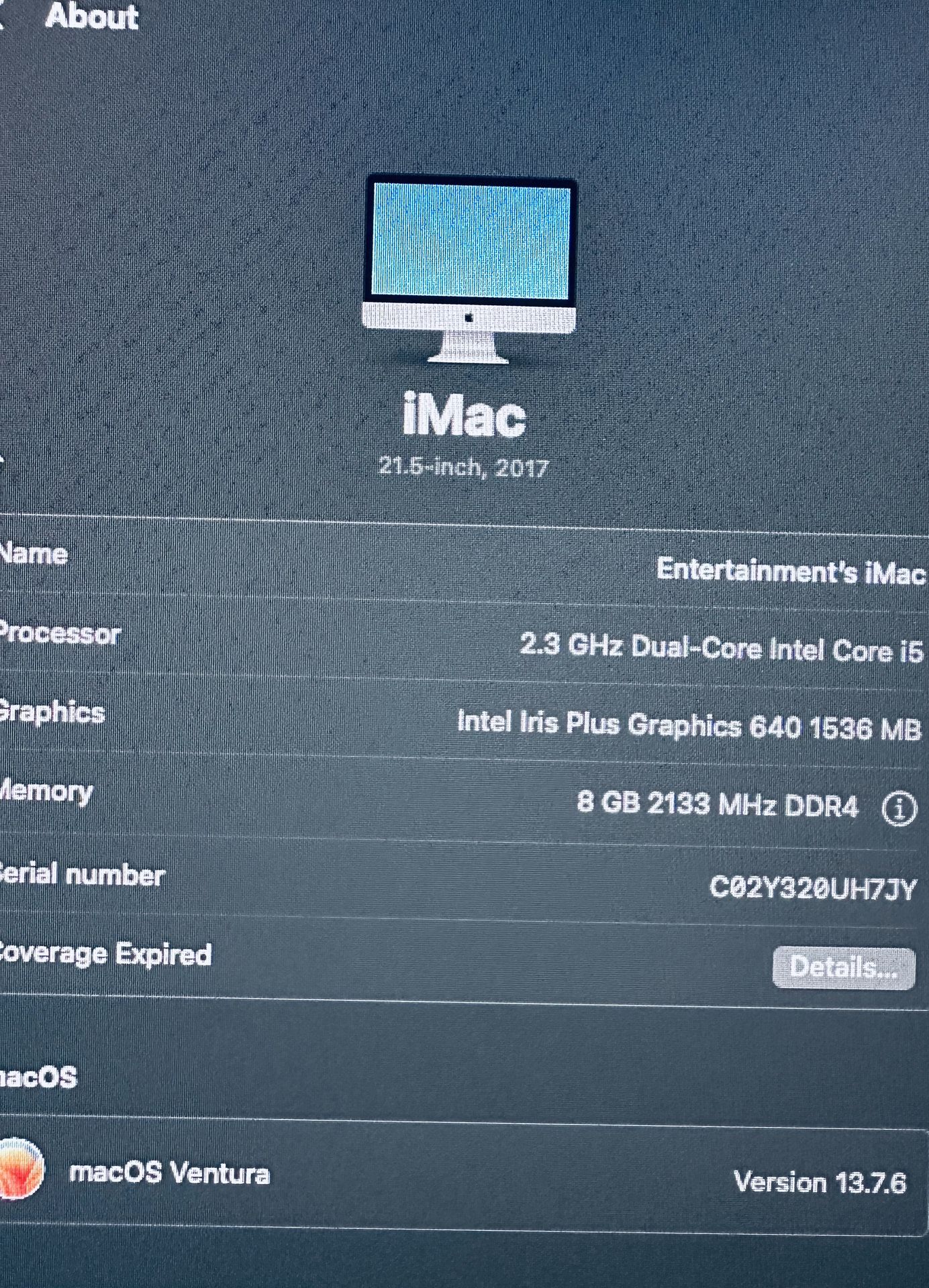 iMac 21.5 Inch 2017