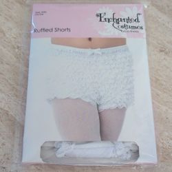 White Ruffled Shorts For Girls One Size #4985