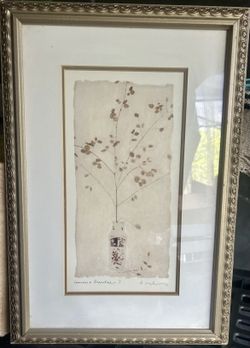 Signed/framed print titled "Leaves & Branches I" by artist Amy Melious