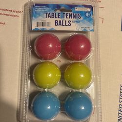 Ping Pong Table Tennis Pink Blue Yellow Balls New 